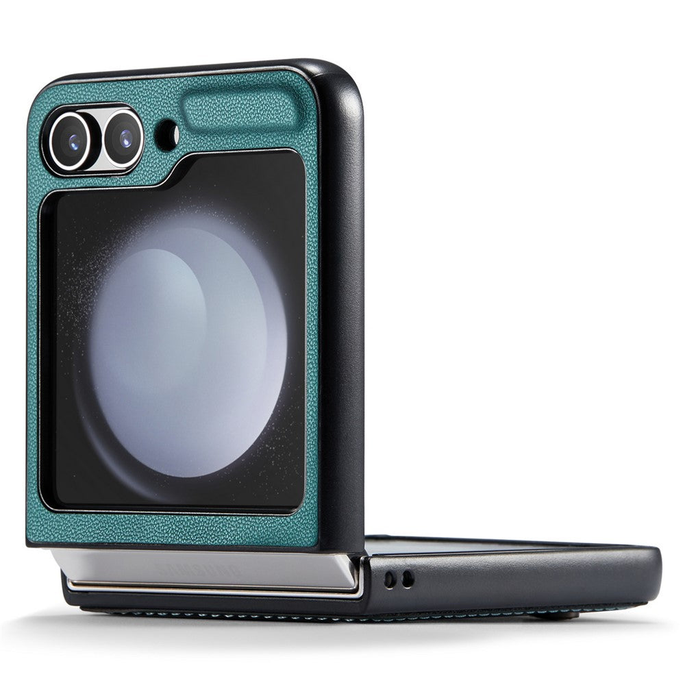 CASEME 023 Series For Samsung Galaxy Z Flip7 FE 5G / Z Flip6 5G Case Litchi Texture Leather+PC Phone Cover - Green