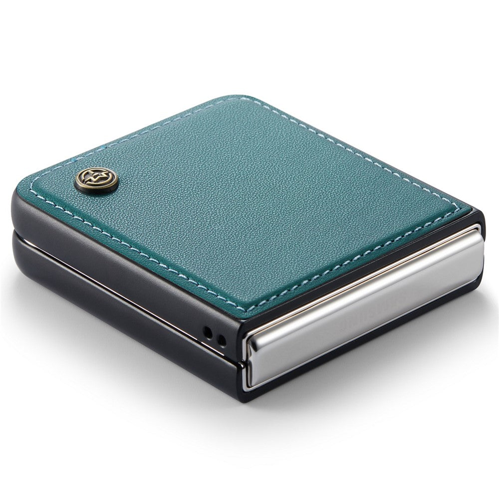 CASEME 023 Series For Samsung Galaxy Z Flip7 FE 5G / Z Flip6 5G Case Litchi Texture Leather+PC Phone Cover - Green