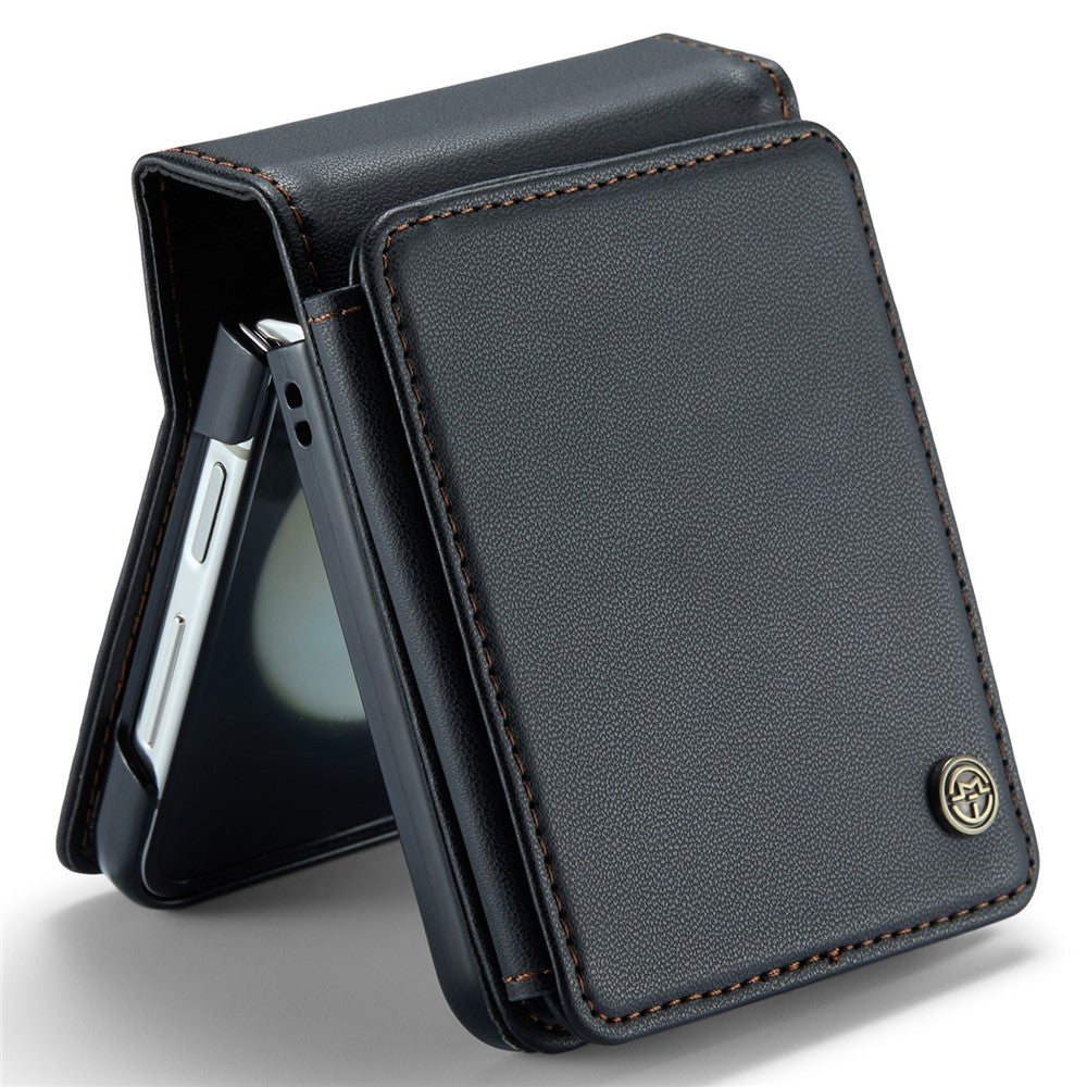 For Samsung Galaxy Z Flip7 FE 5G / Z Flip6 5G Phone Case CASEME C22 Leather Back Cover with RFID Blocking Card Slots - Black