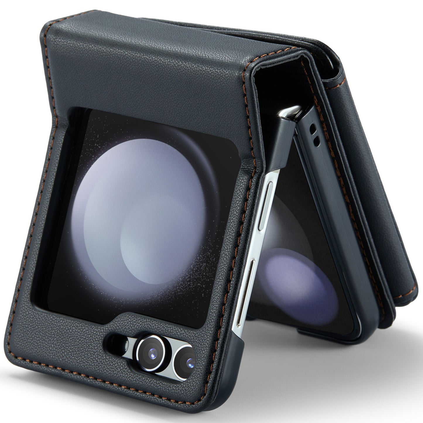 CASEME C22 Series for Samsung Galaxy Z Flip6 5G Case RFID Blocking Card Slot Leather Cover - Black