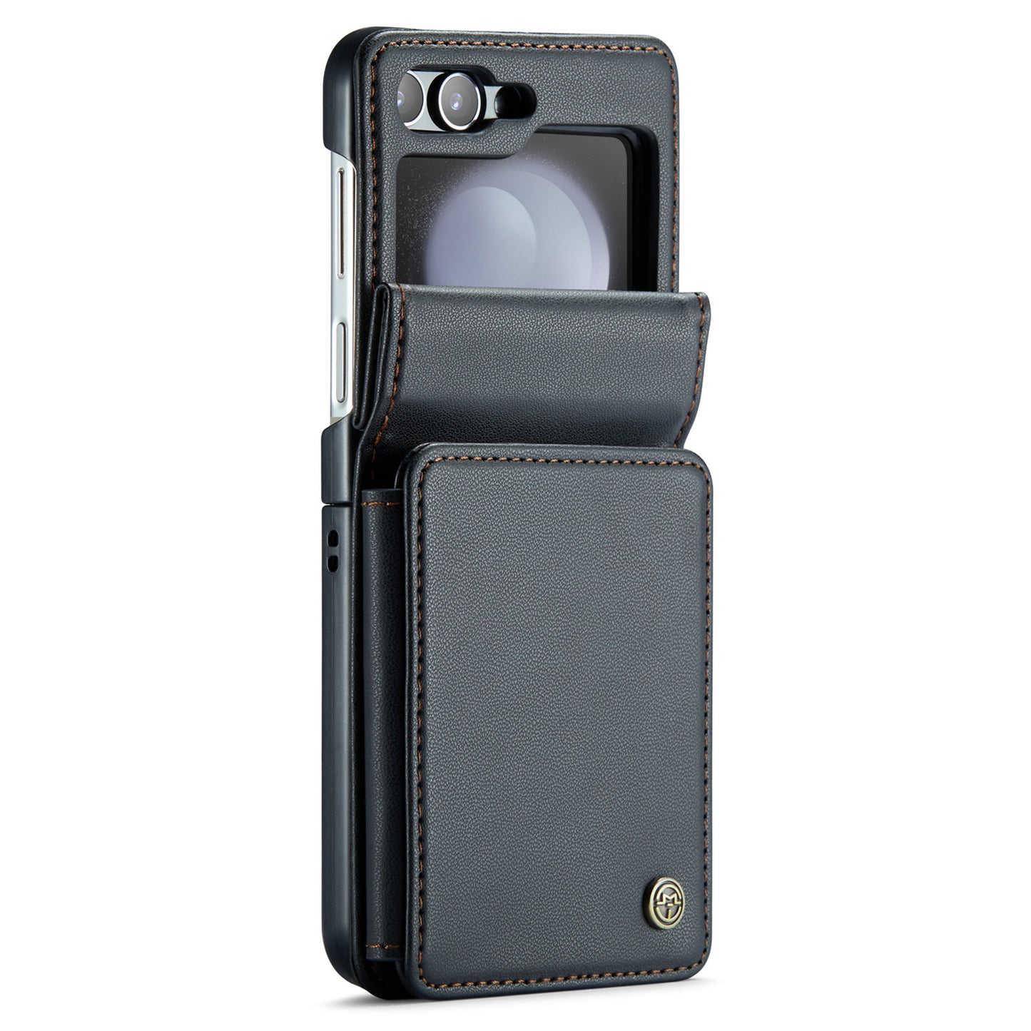 CASEME C22 Series for Samsung Galaxy Z Flip6 5G Case RFID Blocking Card Slot Leather Cover - Black