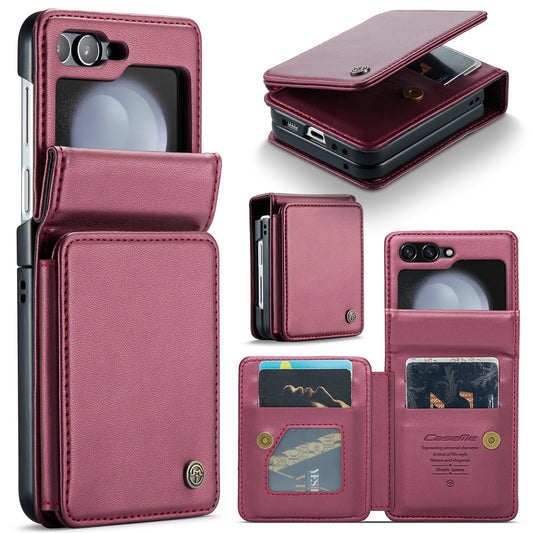 CASEME C22 Series for Samsung Galaxy Z Flip6 5G Case RFID Blocking Card Slot Leather Cover - Wine Red
