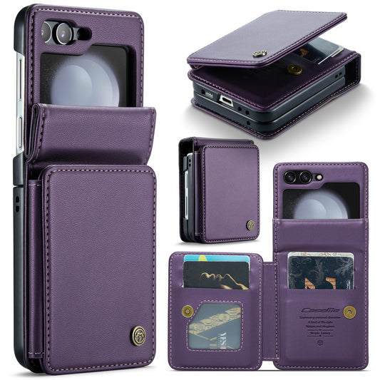 CASEME C22 Series for Samsung Galaxy Z Flip6 5G Case RFID Blocking Card Slot Leather Cover - Purple