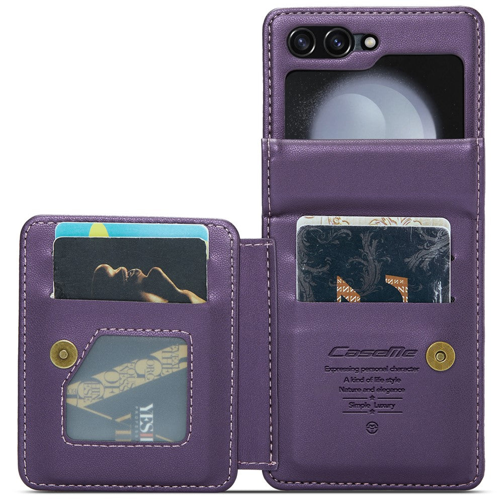 For Samsung Galaxy Z Flip7 FE 5G / Z Flip6 5G Phone Case CASEME C22 Leather Back Cover with RFID Blocking Card Slots - Purple