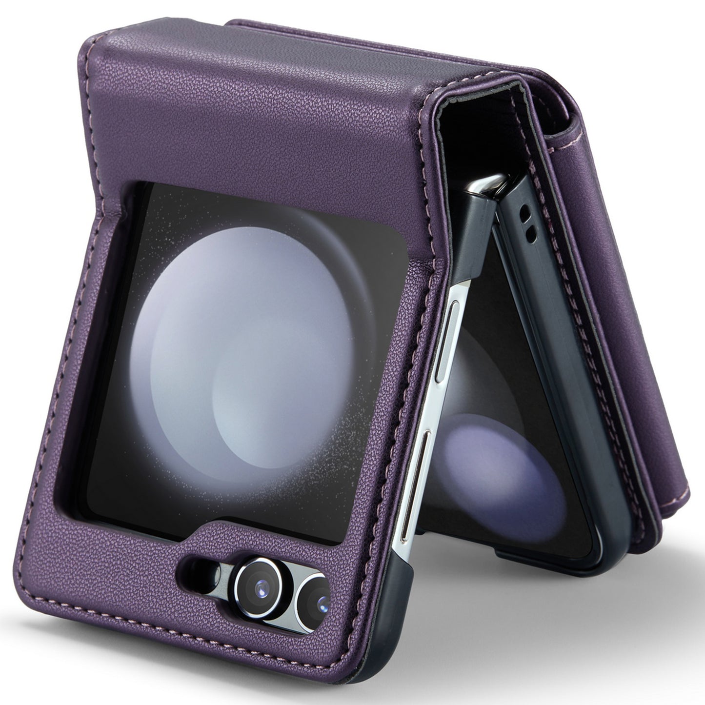 CASEME C22 Series for Samsung Galaxy Z Flip6 5G Case RFID Blocking Card Slot Leather Cover - Purple