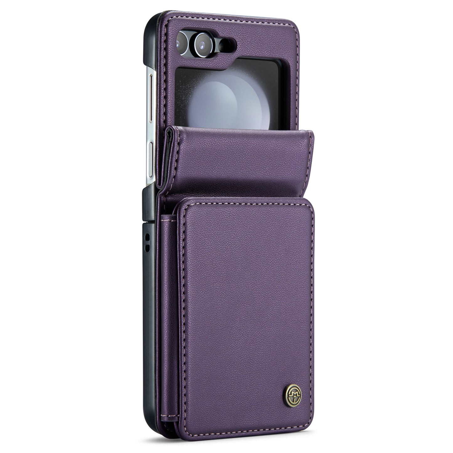 CASEME C22 Series for Samsung Galaxy Z Flip6 5G Case RFID Blocking Card Slot Leather Cover - Purple