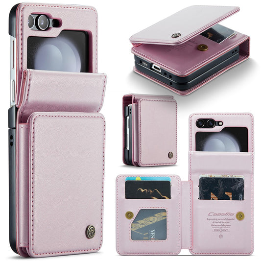 For Samsung Galaxy Z Flip7 FE 5G / Z Flip6 5G Phone Case CASEME C22 Leather Back Cover with RFID Blocking Card Slots - Pink