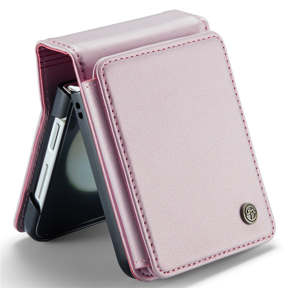 For Samsung Galaxy Z Flip7 FE 5G / Z Flip6 5G Phone Case CASEME C22 Leather Back Cover with RFID Blocking Card Slots - Pink