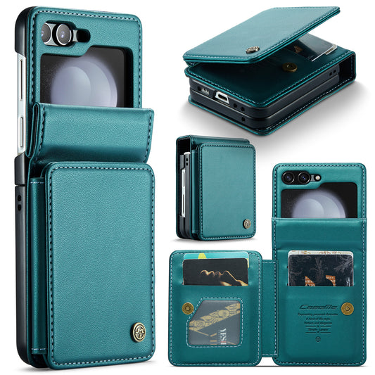 CASEME C22 Series for Samsung Galaxy Z Flip6 5G Case RFID Blocking Card Slot Leather Cover - Green