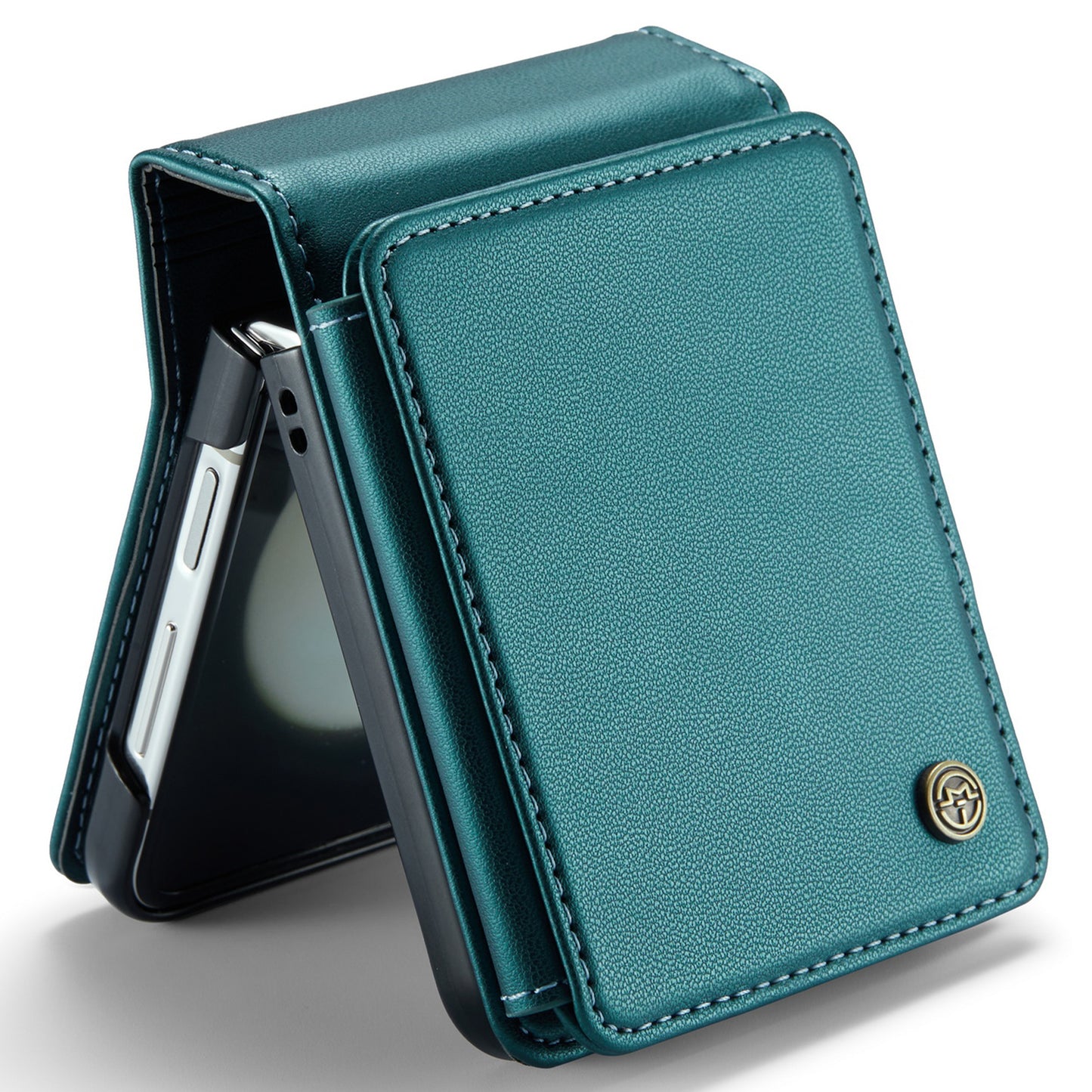 CASEME C22 Series for Samsung Galaxy Z Flip6 5G Case RFID Blocking Card Slot Leather Cover - Green