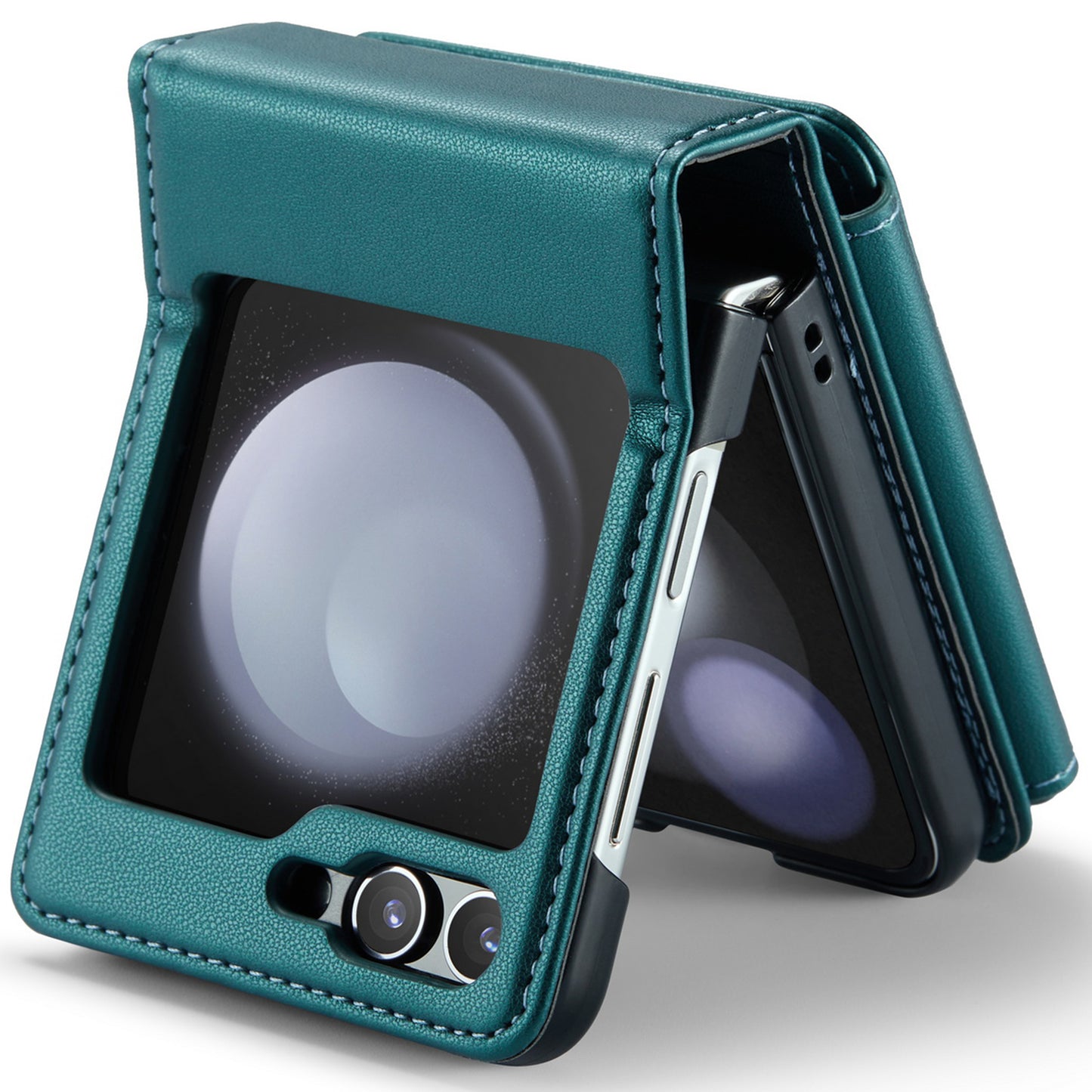 CASEME C22 Series for Samsung Galaxy Z Flip6 5G Case RFID Blocking Card Slot Leather Cover - Green