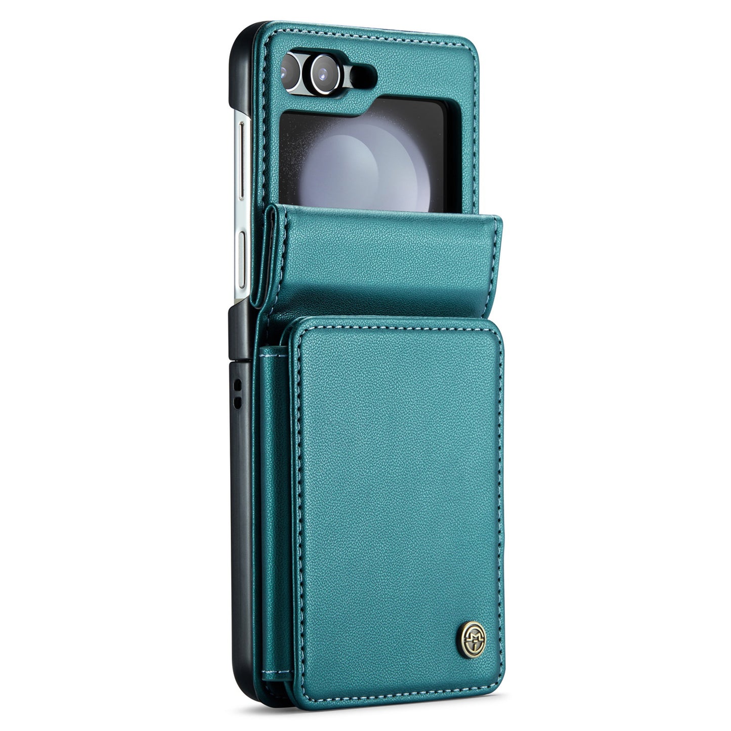 CASEME C22 Series for Samsung Galaxy Z Flip6 5G Case RFID Blocking Card Slot Leather Cover - Green