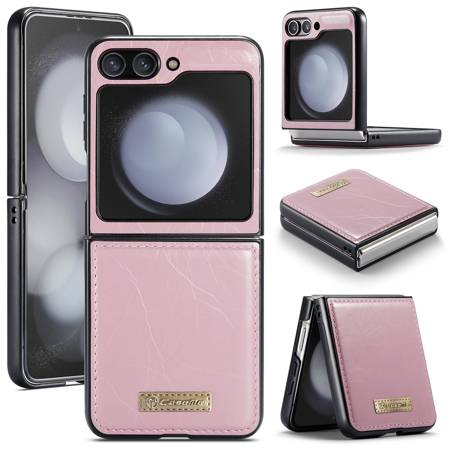 CASEME 003 Series For Samsung Galaxy Z Flip6 5G Case Leather Coated Hard PC Phone Cover - Pink