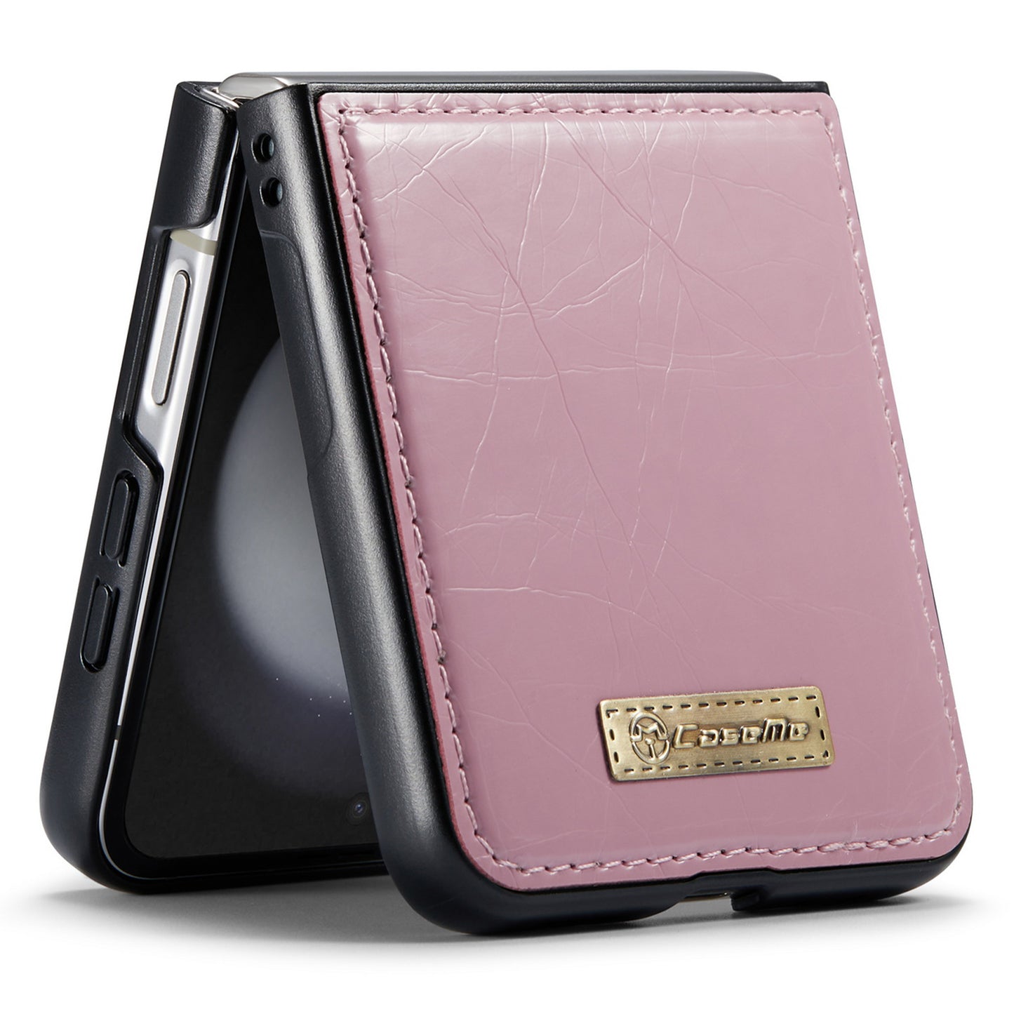 CASEME 003 Series For Samsung Galaxy Z Flip6 5G Case Leather Coated Hard PC Phone Cover - Pink