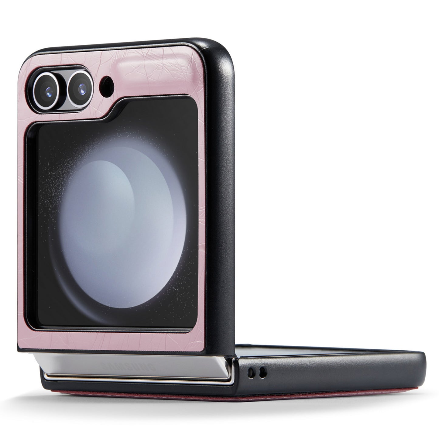 CASEME 003 Series For Samsung Galaxy Z Flip6 5G Case Leather Coated Hard PC Phone Cover - Pink