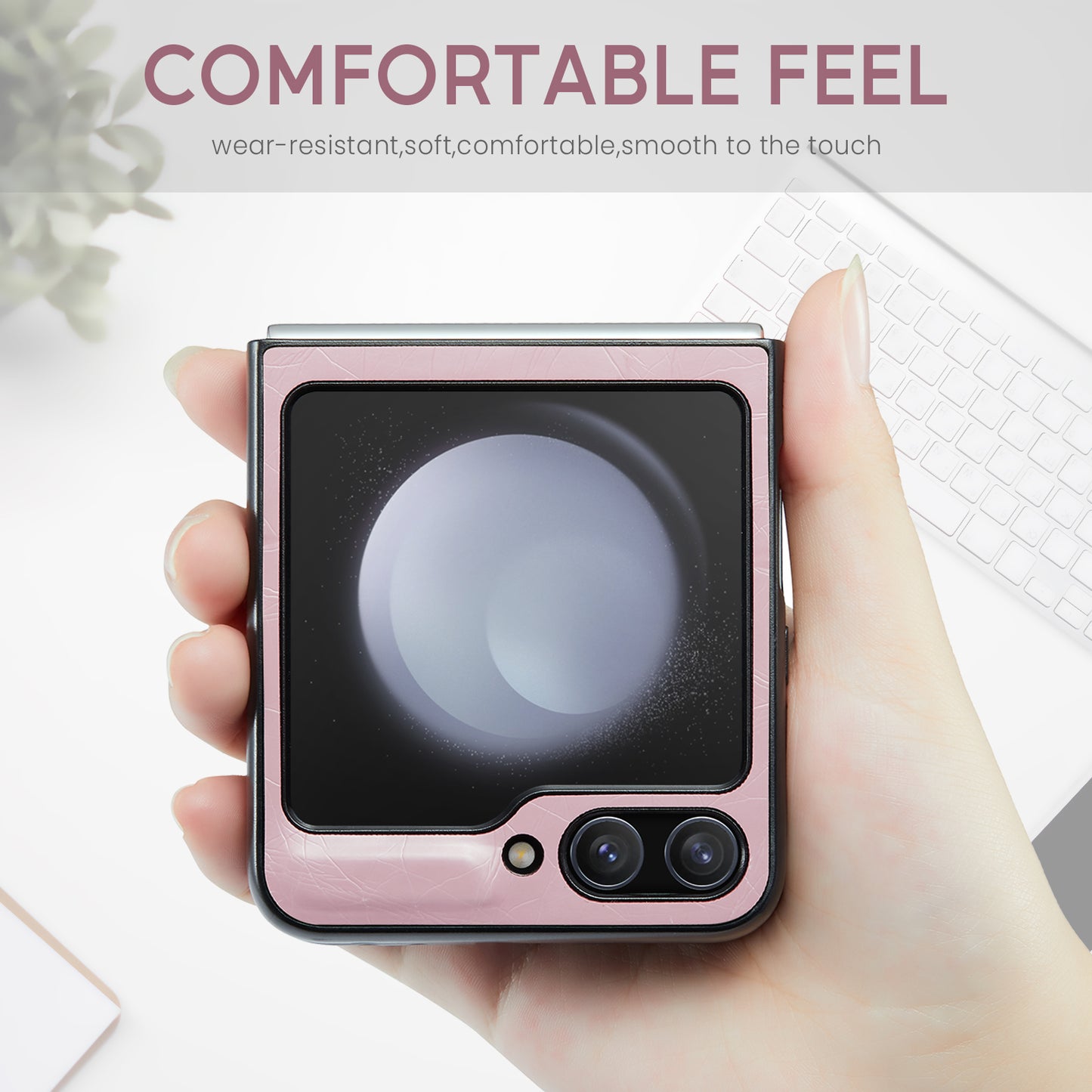 CASEME 003 Series For Samsung Galaxy Z Flip6 5G Case Leather Coated Hard PC Phone Cover - Pink