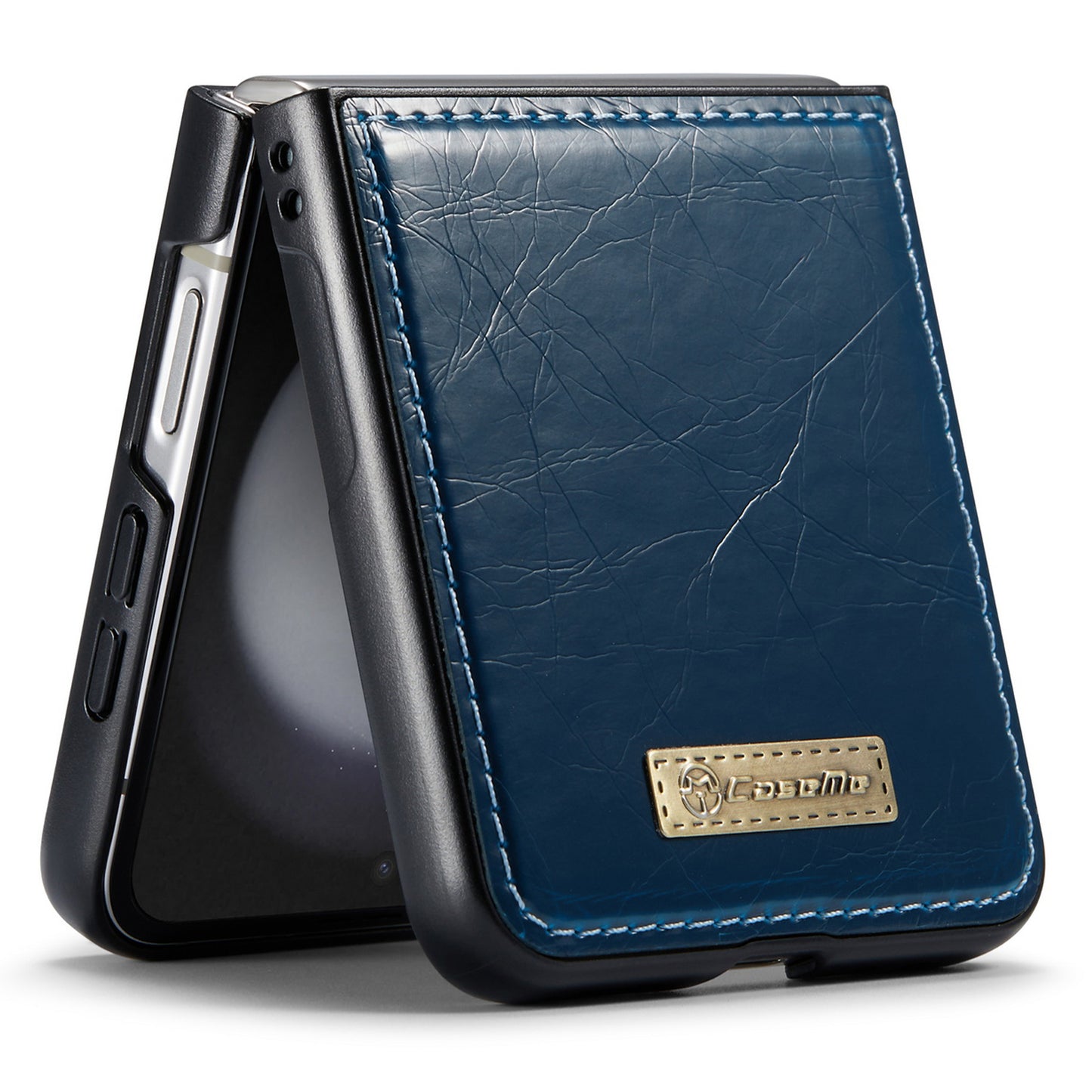 CASEME 003 Series For Samsung Galaxy Z Flip6 5G Case Leather Coated Hard PC Phone Cover - Blue