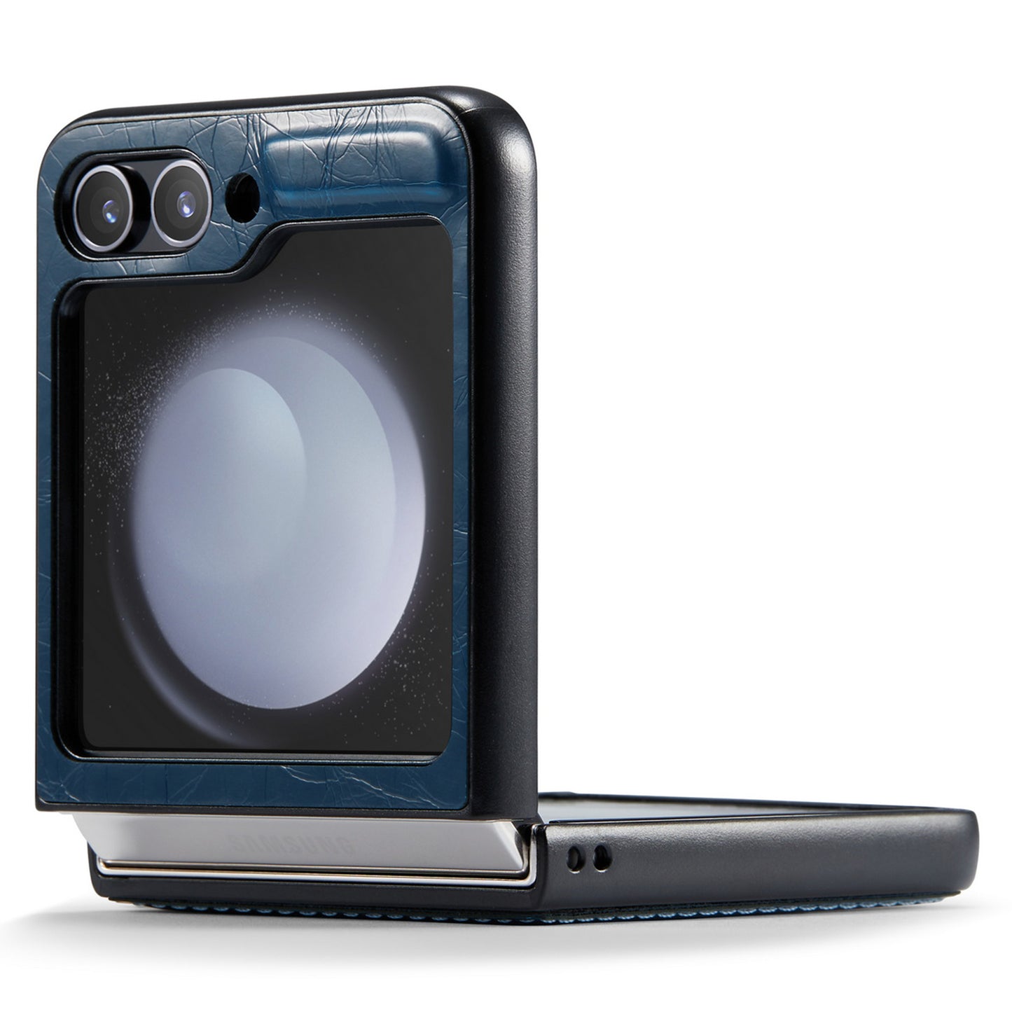 CASEME 003 Series For Samsung Galaxy Z Flip6 5G Case Leather Coated Hard PC Phone Cover - Blue