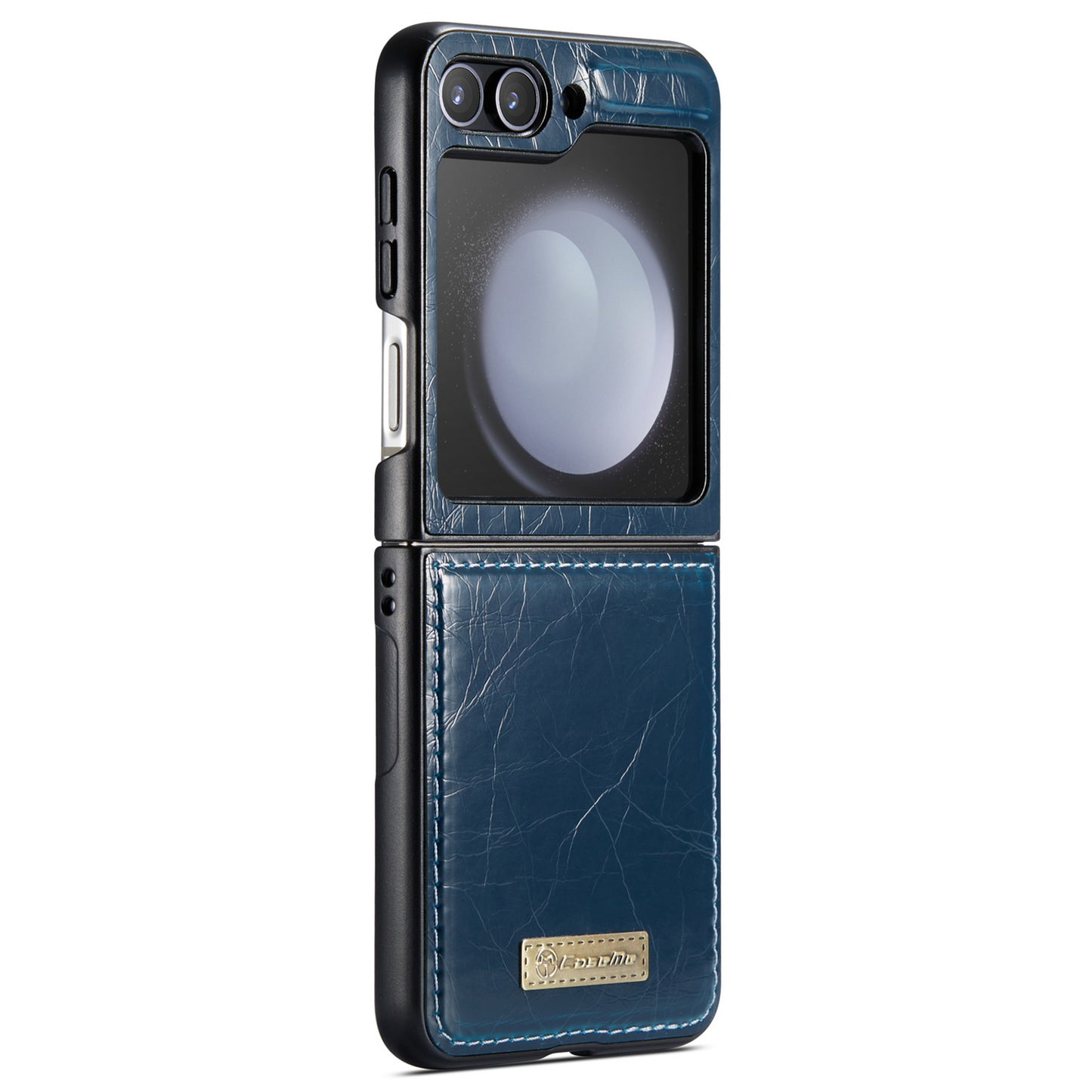 CASEME 003 Series For Samsung Galaxy Z Flip6 5G Case Leather Coated Hard PC Phone Cover - Blue