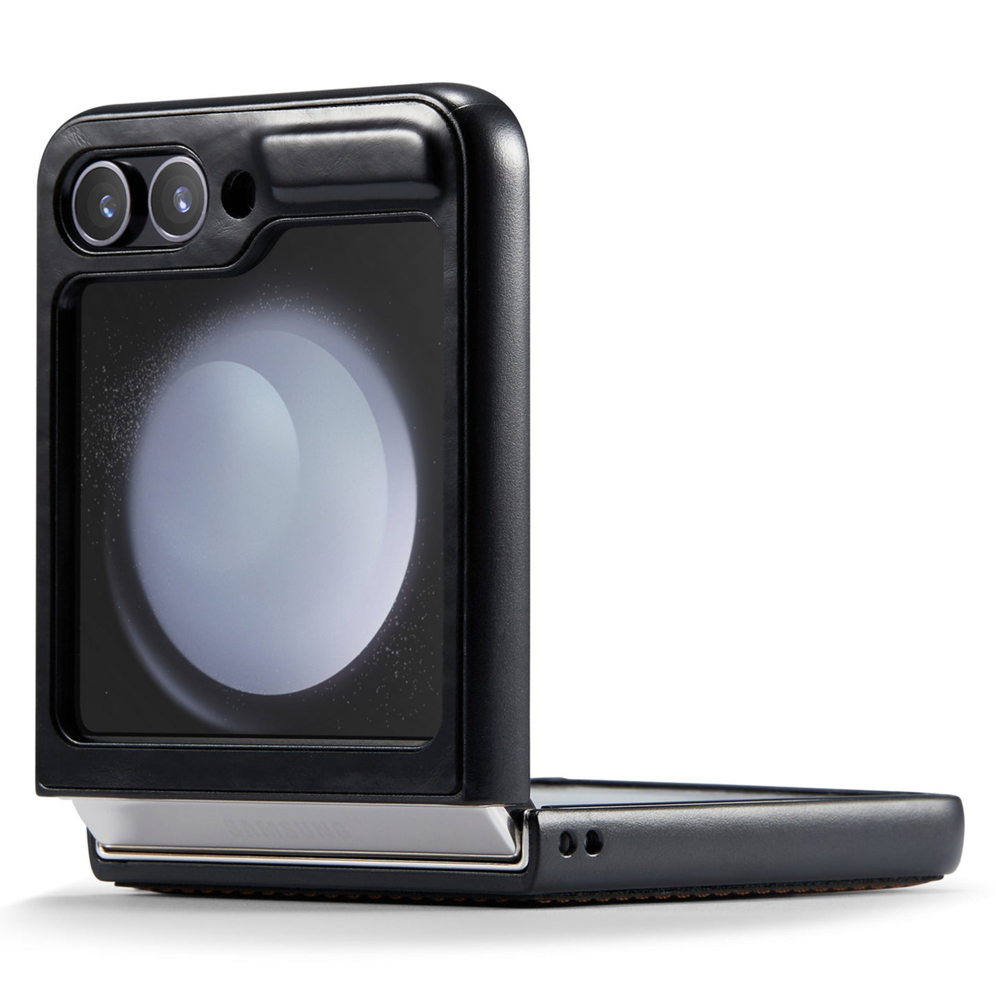 CASEME 003 Series For Samsung Galaxy Z Flip6 5G Case Leather Coated Hard PC Phone Cover - Black