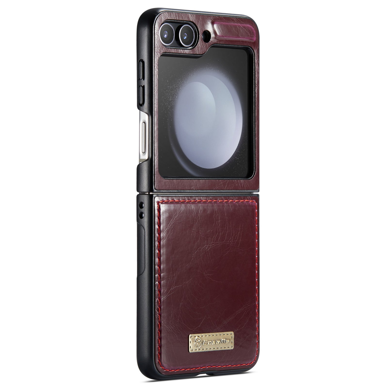 CASEME 003 Series For Samsung Galaxy Z Flip6 5G Case Leather Coated Hard PC Phone Cover - Wine Red