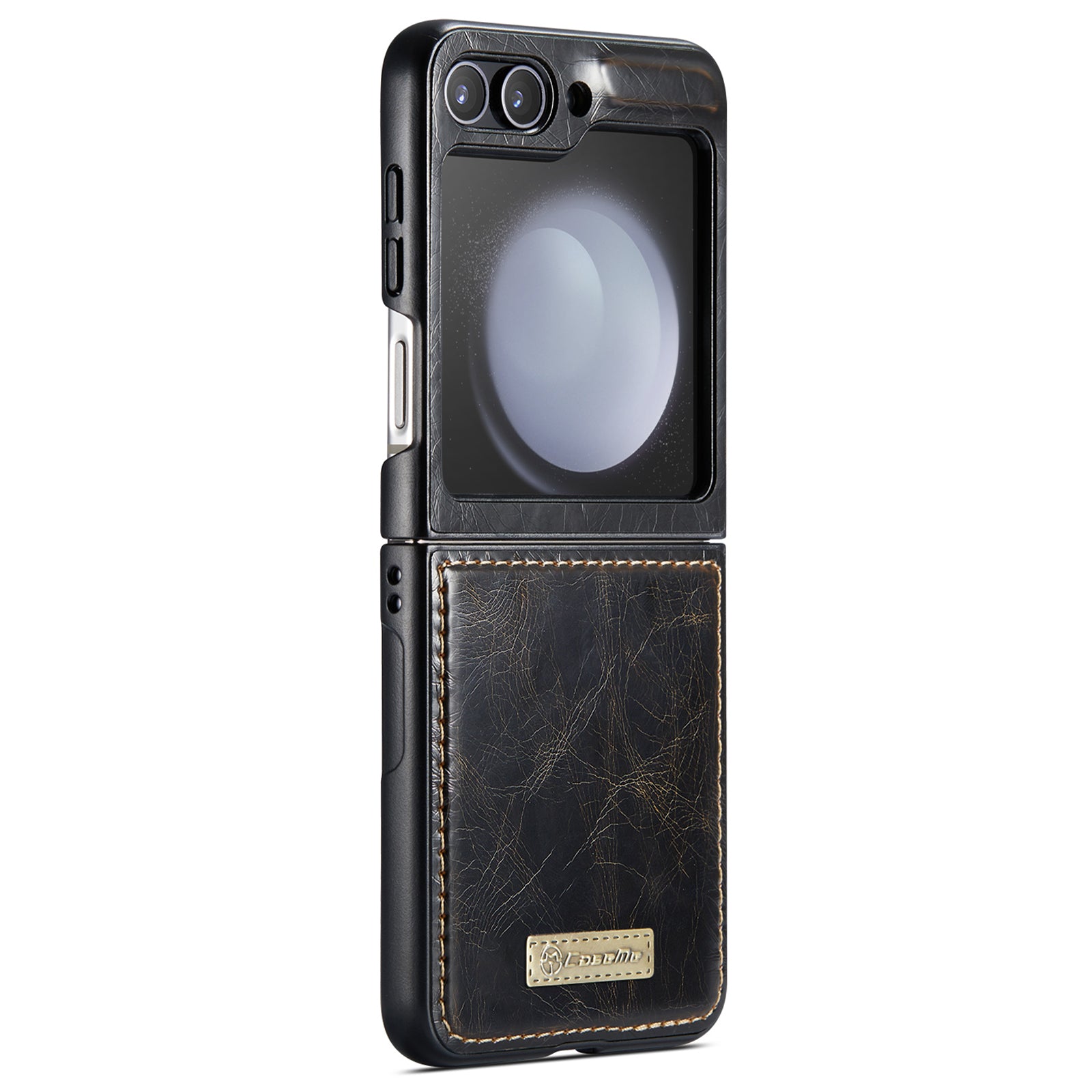 CASEME 003 Series For Samsung Galaxy Z Flip6 5G Case Leather Coated Hard PC Phone Cover - Coffee