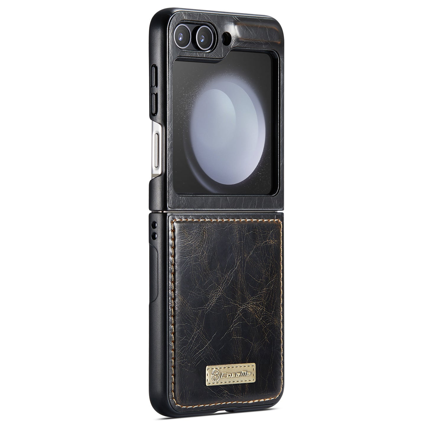 CASEME 003 Series For Samsung Galaxy Z Flip6 5G Case Leather Coated Hard PC Phone Cover - Coffee