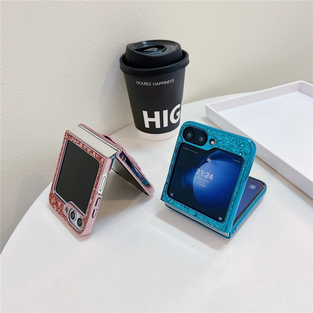 For Samsung Galaxy Z Flip7 FE 5G / Z Flip6 5G Case TPU+PC Kickstand Phone Cover with Mirror - Gold