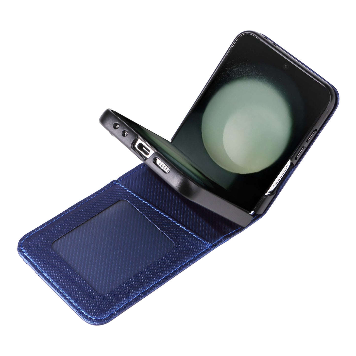 For Samsung Galaxy Z Flip6 5G PU Leather+PC Phone Case Card Holder Mobile Phone Cover - Blue