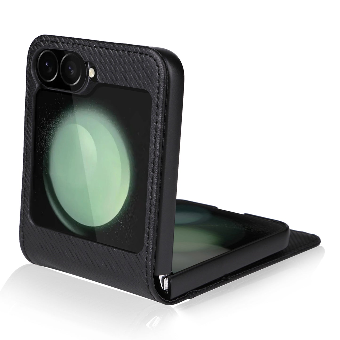 For Samsung Galaxy Z Flip6 5G PU Leather+PC Phone Case Card Holder Mobile Phone Cover - Black