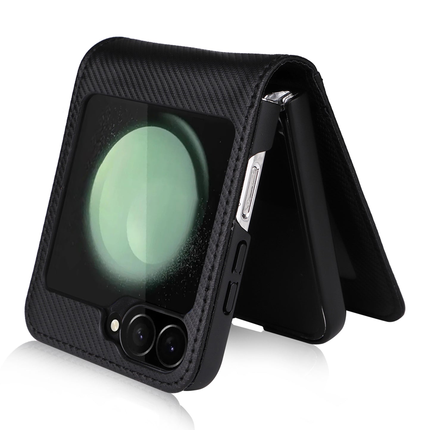 For Samsung Galaxy Z Flip6 5G PU Leather+PC Phone Case Card Holder Mobile Phone Cover - Black