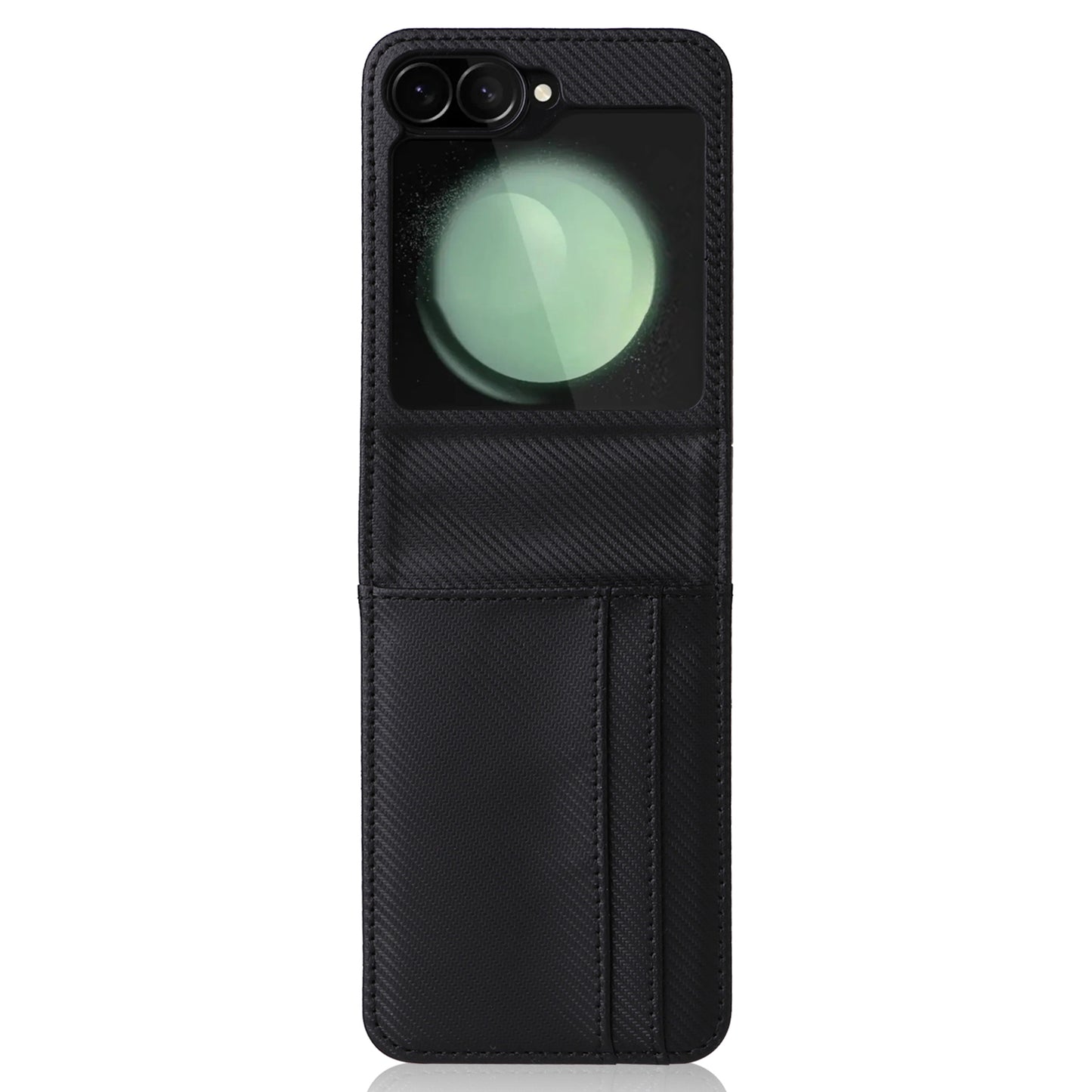 For Samsung Galaxy Z Flip6 5G PU Leather+PC Phone Case Card Holder Mobile Phone Cover - Black