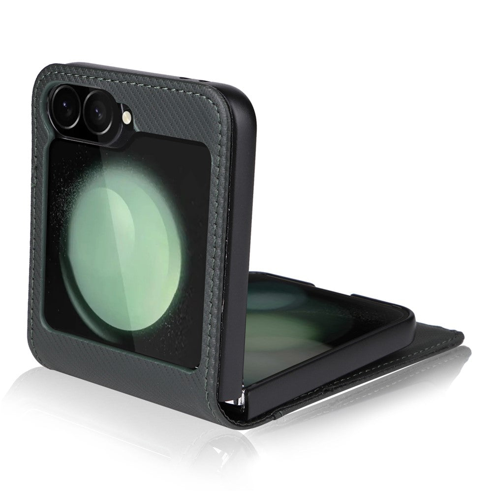 For Samsung Galaxy Z Flip7 FE 5G / Z Flip6 5G PU Leather+PC Phone Case Card Holder Mobile Phone Cover - Grey