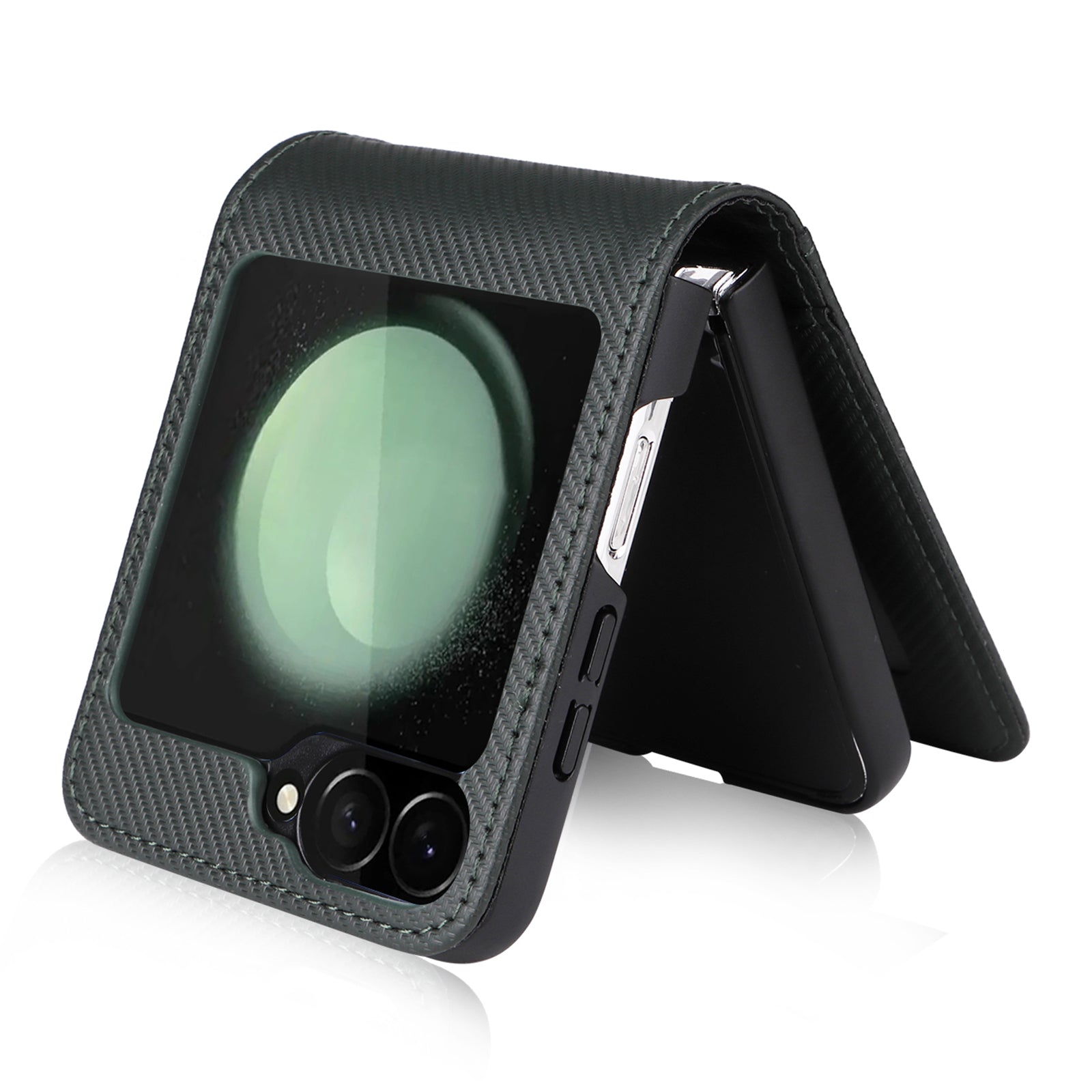 For Samsung Galaxy Z Flip6 5G PU Leather+PC Phone Case Card Holder Mobile Phone Cover - Grey