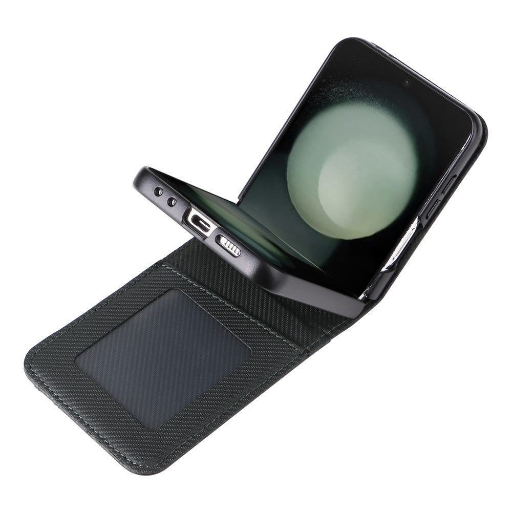 For Samsung Galaxy Z Flip7 FE 5G / Z Flip6 5G PU Leather+PC Phone Case Card Holder Mobile Phone Cover - Grey