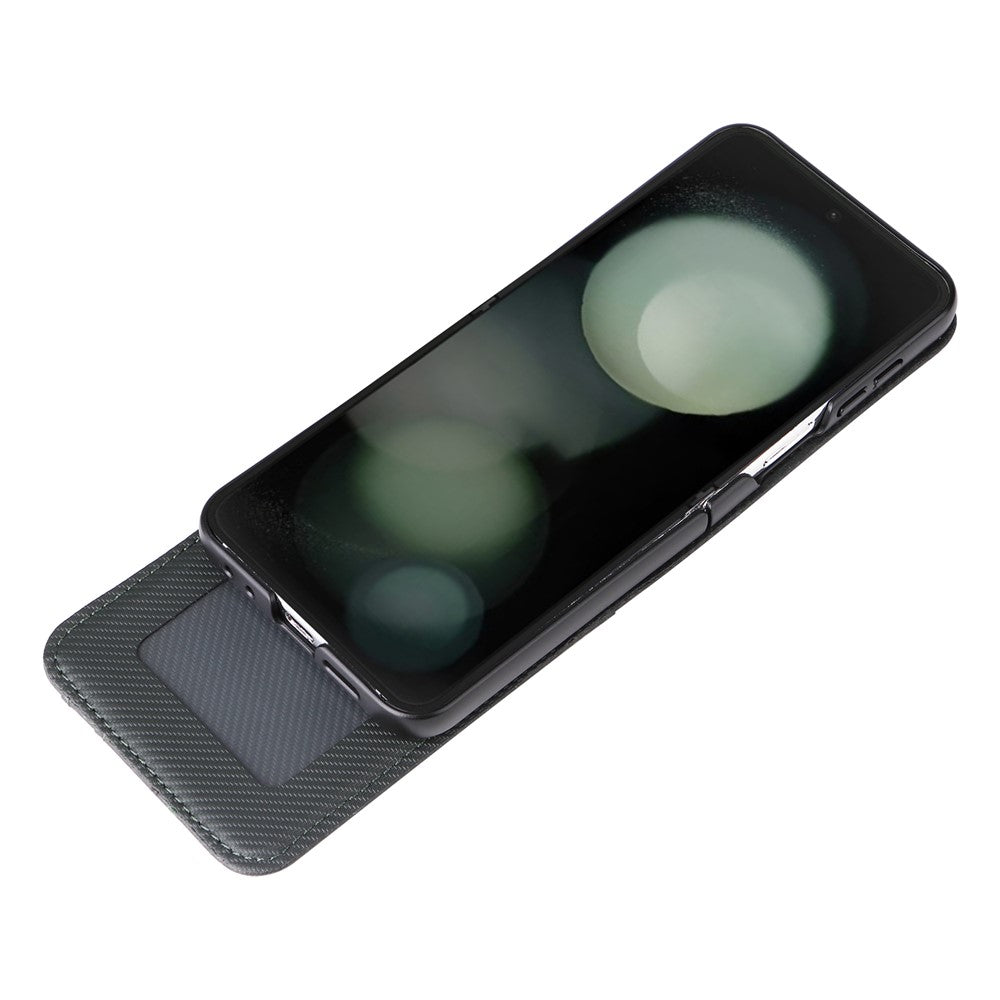 For Samsung Galaxy Z Flip7 FE 5G / Z Flip6 5G PU Leather+PC Phone Case Card Holder Mobile Phone Cover - Grey