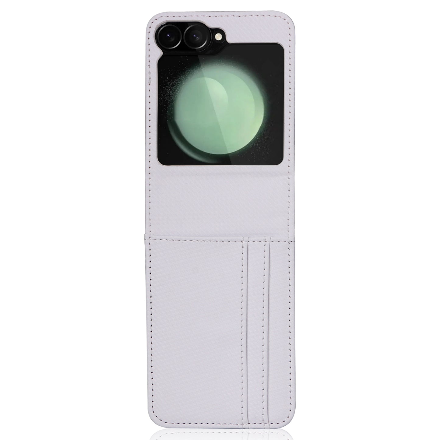 For Samsung Galaxy Z Flip6 5G PU Leather+PC Phone Case Card Holder Mobile Phone Cover - White