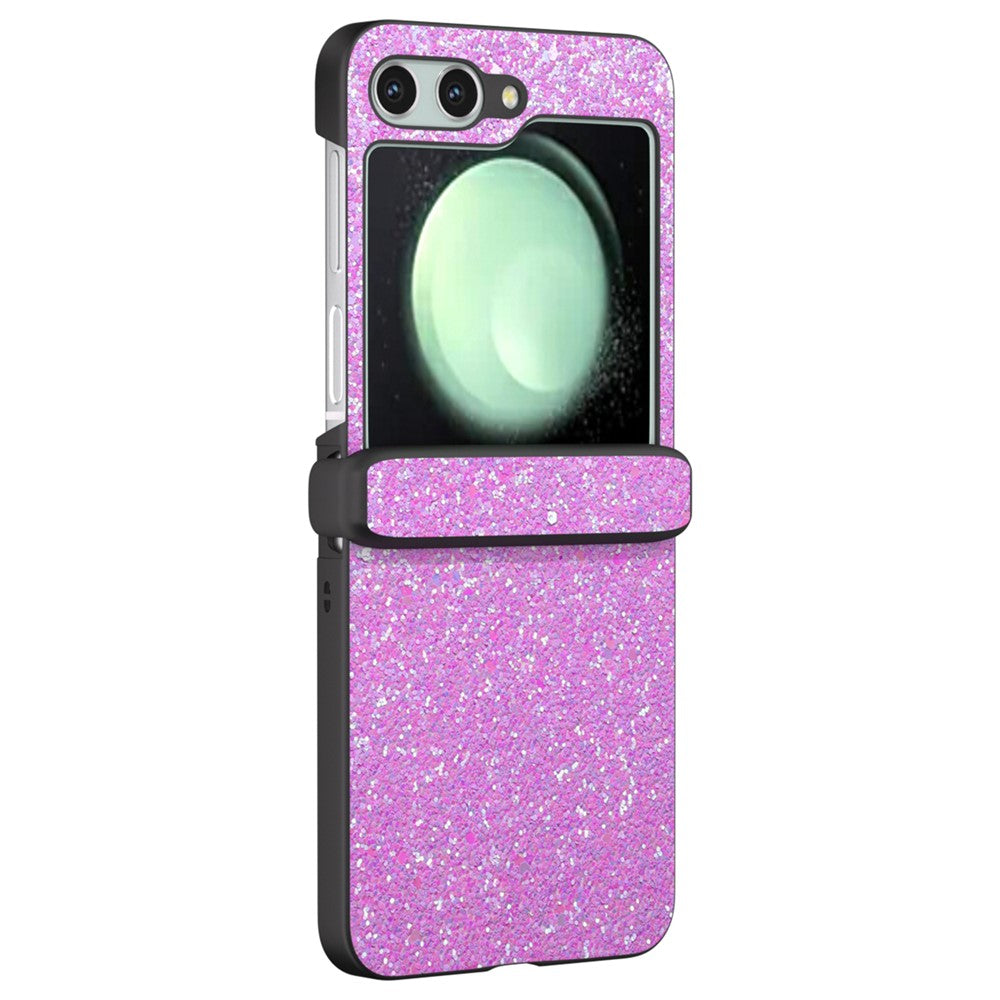 For Samsung Galaxy Z Flip7 FE 5G / Z Flip6 5G Easy Folding Wholesale Phone Case PC+PU Leather Phone Shell - Pinkish Purple