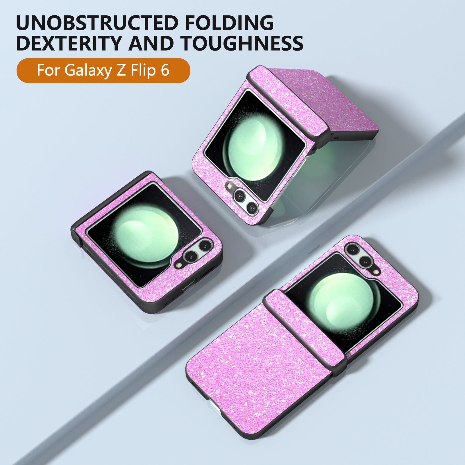 For Samsung Galaxy Z Flip6 5G Easy Folding Wholesale Phone Case PC+PU Leather Phone Shell - Pinkish Purple