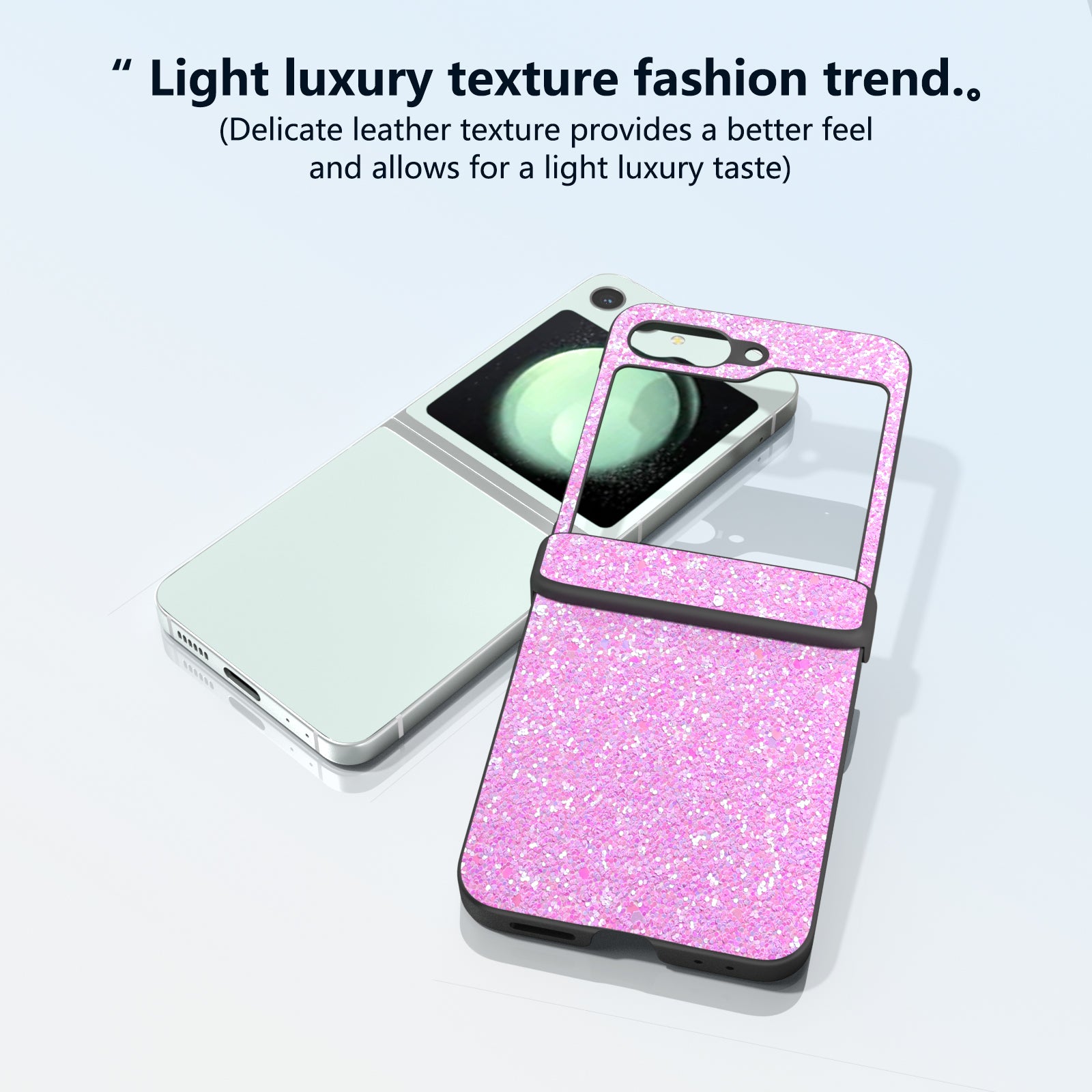 For Samsung Galaxy Z Flip6 5G Easy Folding Wholesale Phone Case PC+PU Leather Phone Shell - Pinkish Purple