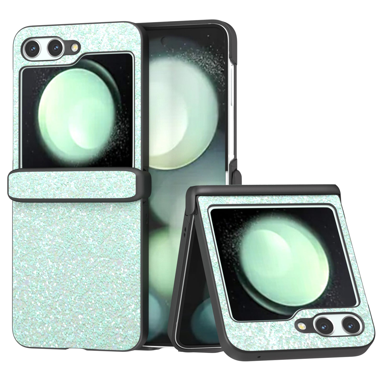 For Samsung Galaxy Z Flip6 5G Easy Folding Wholesale Phone Case PC+PU Leather Phone Shell - Mint Green