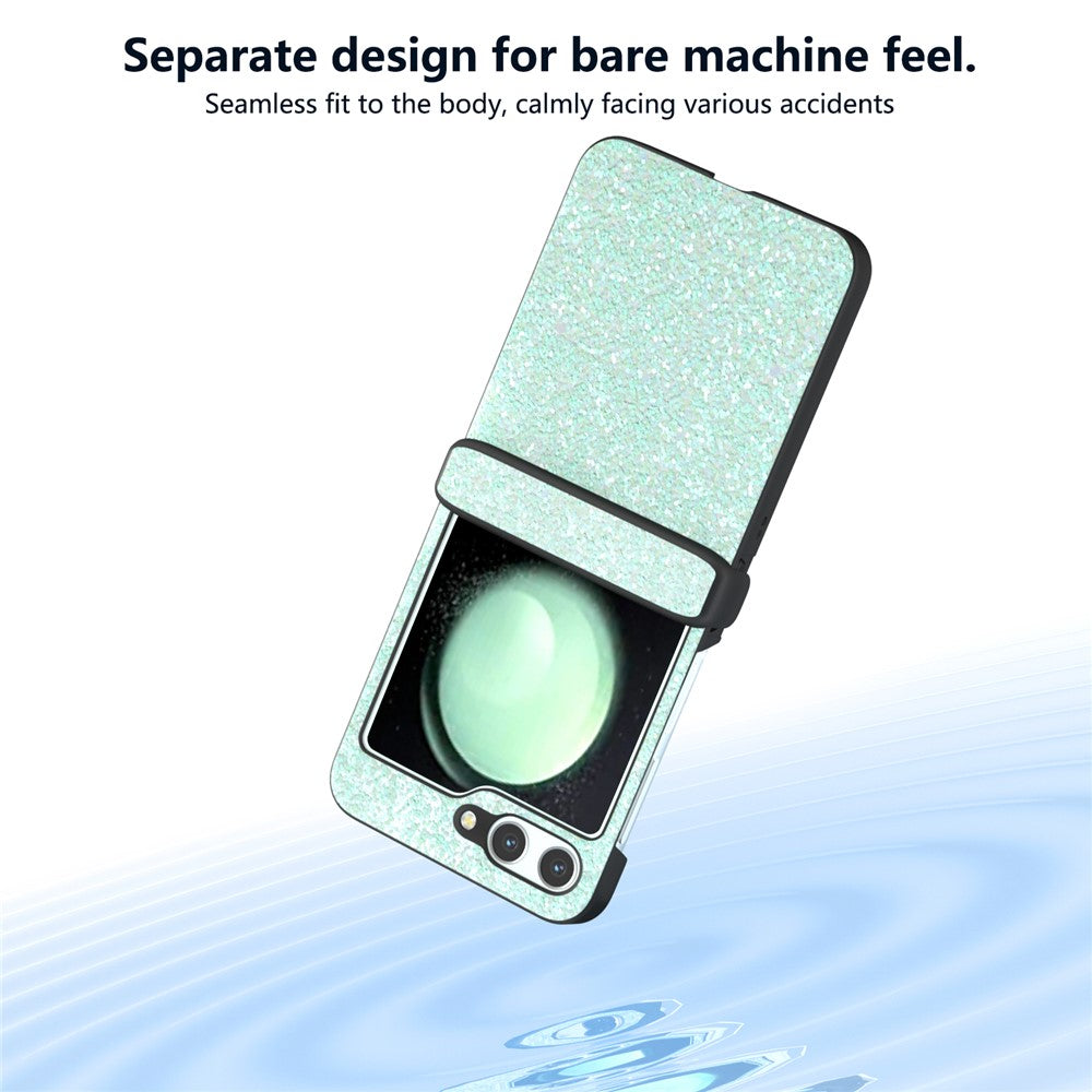 For Samsung Galaxy Z Flip7 FE 5G / Z Flip6 5G Easy Folding Wholesale Phone Case PC+PU Leather Phone Shell - Mint Green