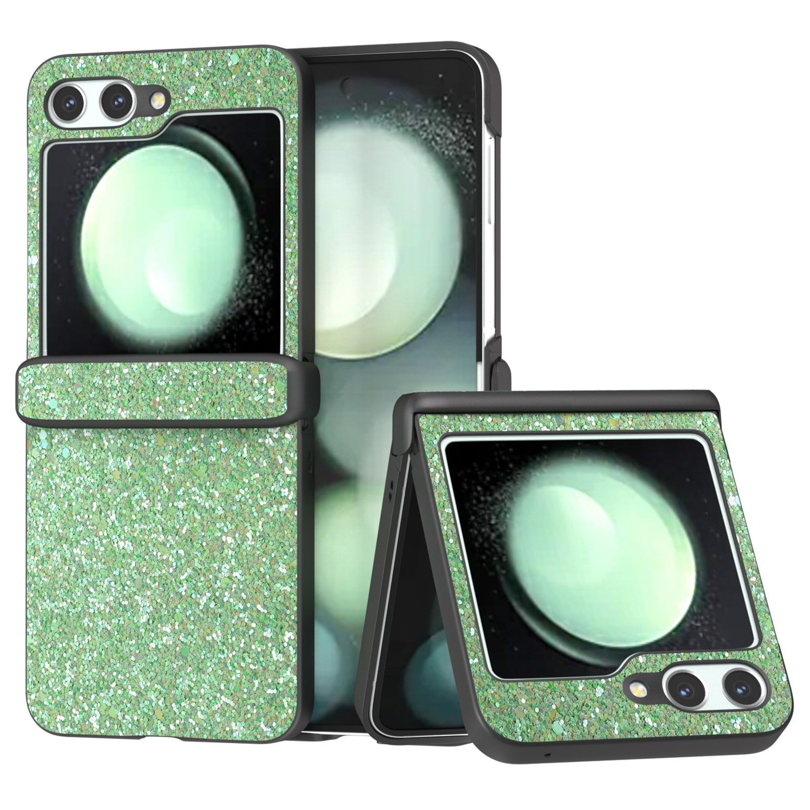 For Samsung Galaxy Z Flip6 5G Easy Folding Wholesale Phone Case PC+PU Leather Phone Shell - Green