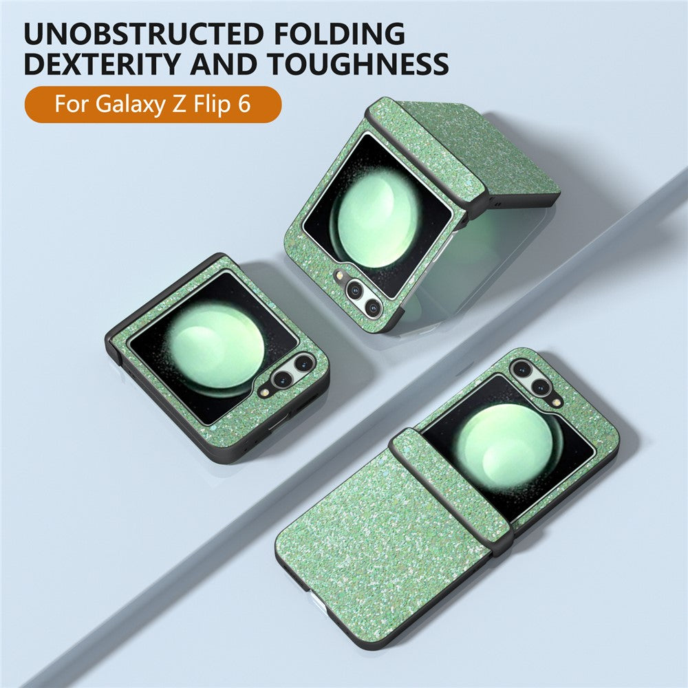 For Samsung Galaxy Z Flip7 FE 5G / Z Flip6 5G Easy Folding Wholesale Phone Case PC+PU Leather Phone Shell - Green