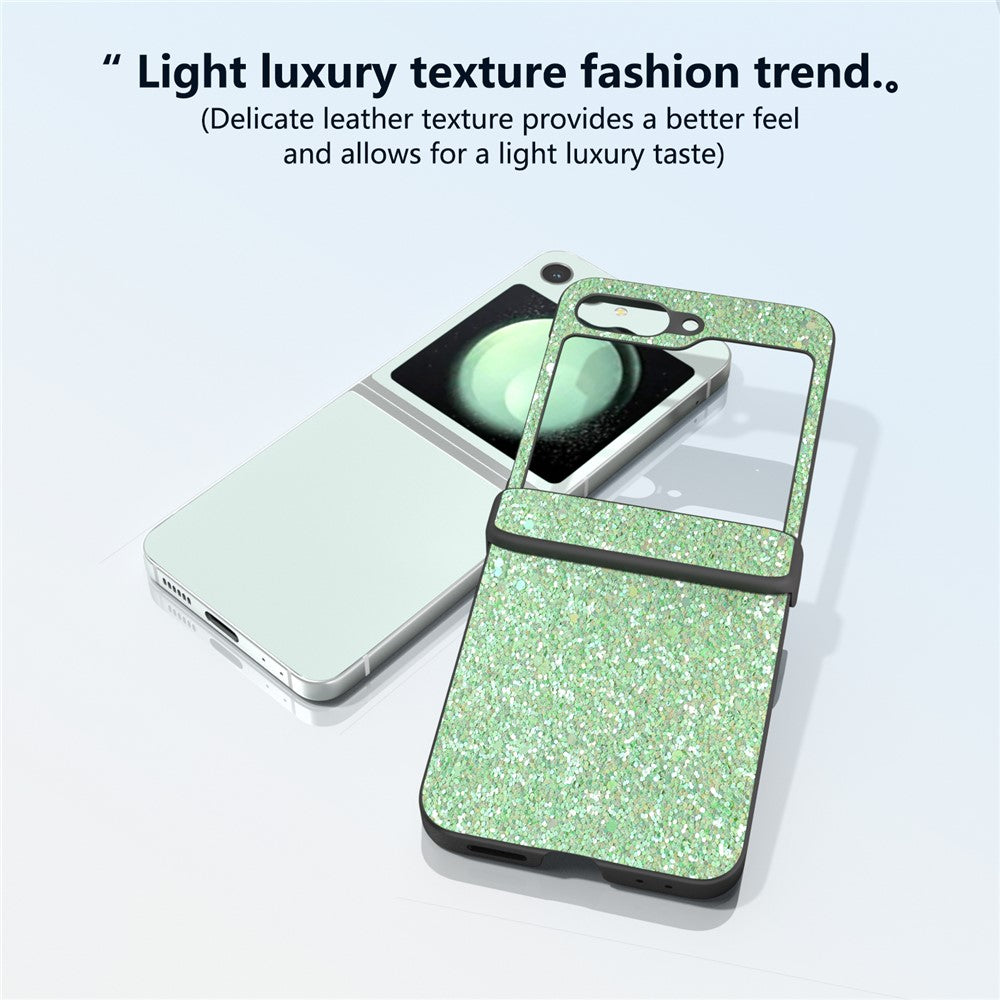 For Samsung Galaxy Z Flip7 FE 5G / Z Flip6 5G Easy Folding Wholesale Phone Case PC+PU Leather Phone Shell - Green