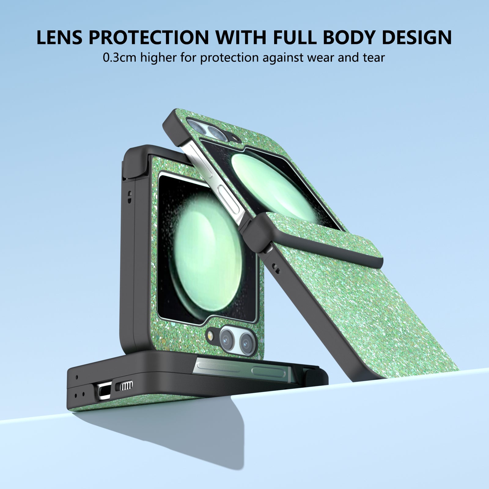 For Samsung Galaxy Z Flip6 5G Easy Folding Wholesale Phone Case PC+PU Leather Phone Shell - Green
