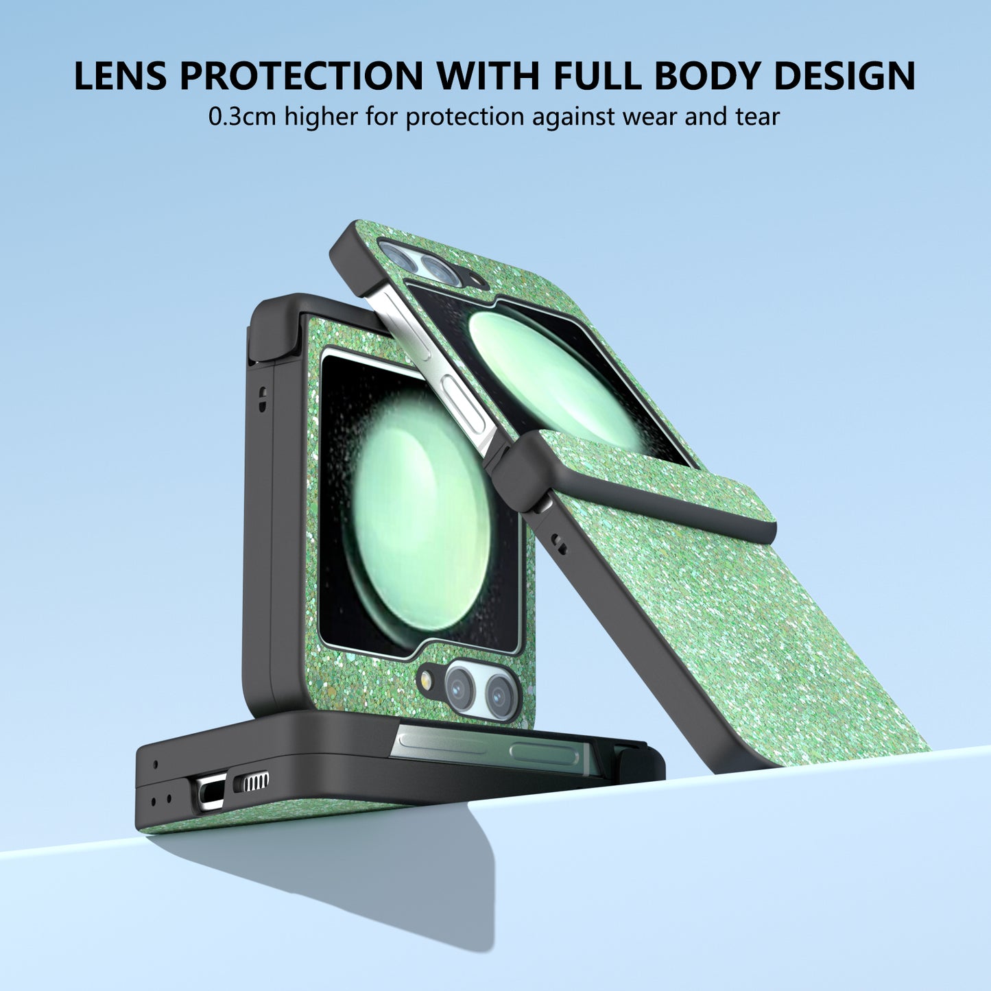 For Samsung Galaxy Z Flip6 5G Easy Folding Wholesale Phone Case PC+PU Leather Phone Shell - Green