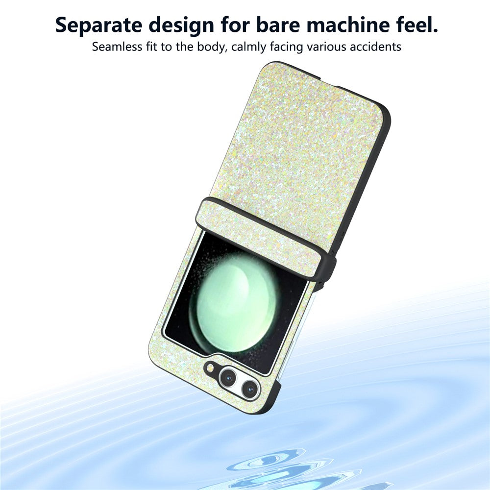 For Samsung Galaxy Z Flip7 FE 5G / Z Flip6 5G Easy Folding Wholesale Phone Case PC+PU Leather Phone Shell - Yellow