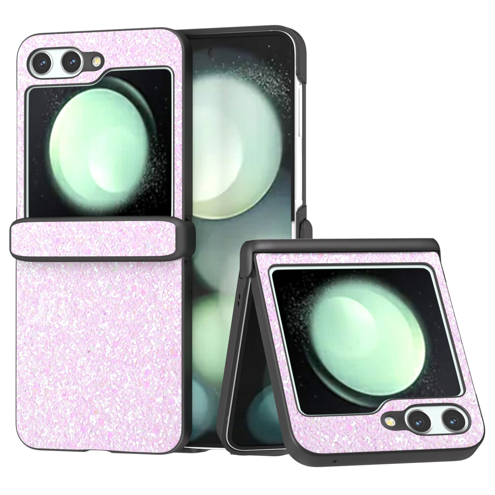 For Samsung Galaxy Z Flip6 5G Easy Folding Wholesale Phone Case PC+PU Leather Phone Shell - Gradient Pink