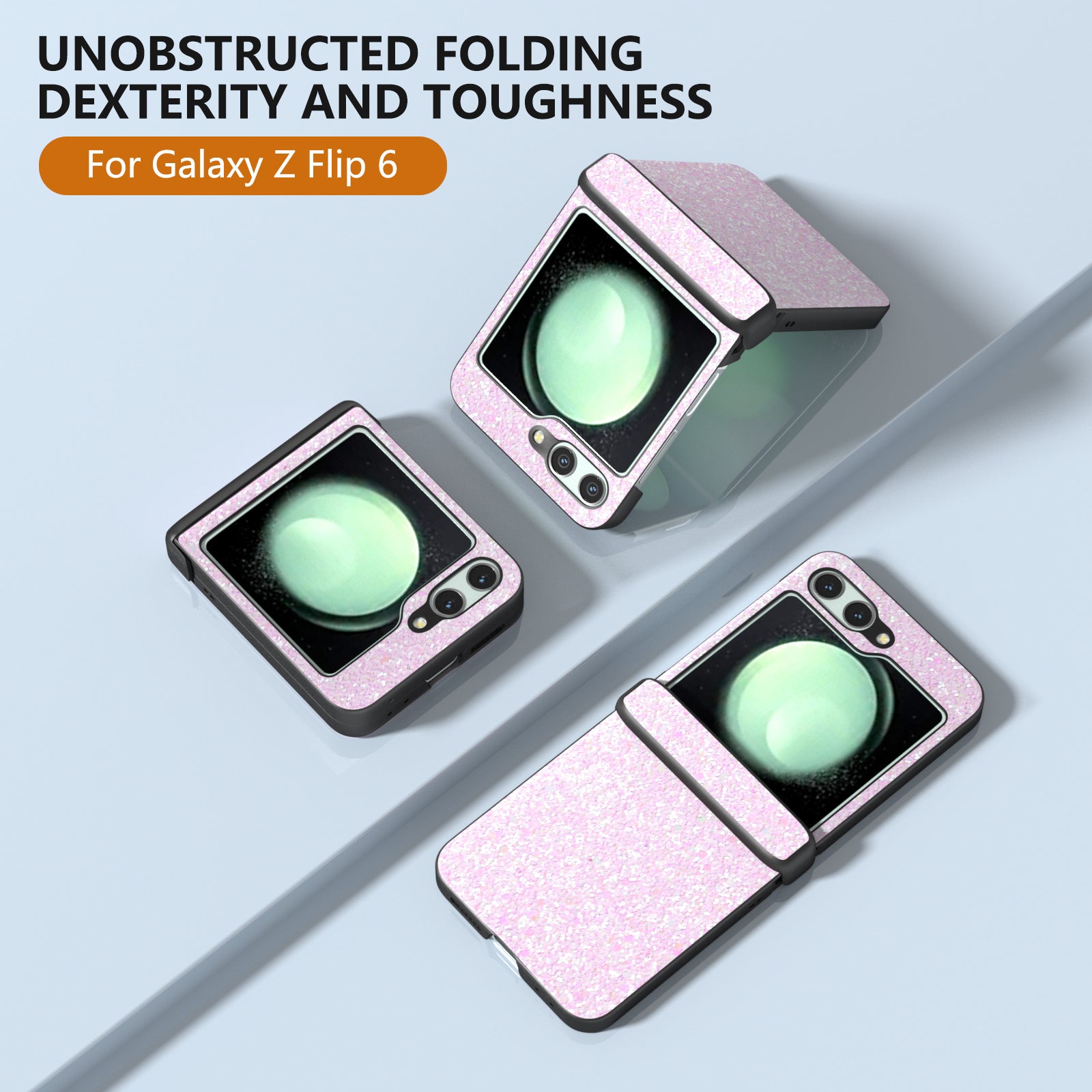 For Samsung Galaxy Z Flip6 5G Easy Folding Wholesale Phone Case PC+PU Leather Phone Shell - Gradient Pink